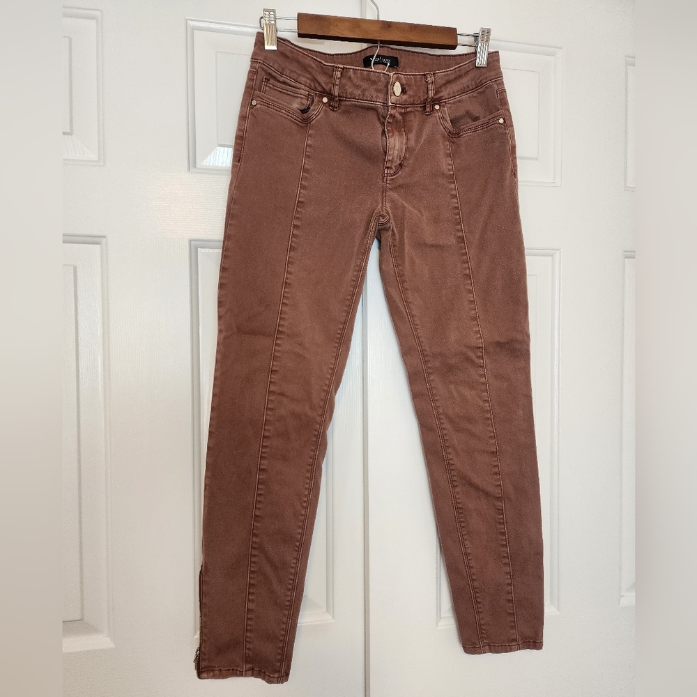 WHBM Skimmer Brown Skinny Leg Zipper Pockets Women's Jeans Size 2